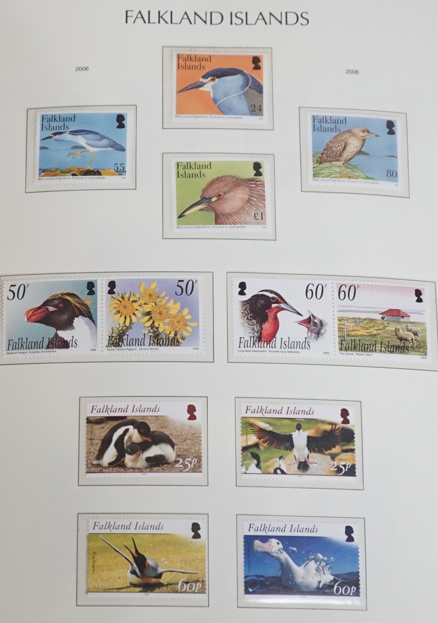 Six albums Falklands Islands, Dependencies, S. Georgia Mint Stamps, few early, mostly 1960's onwards